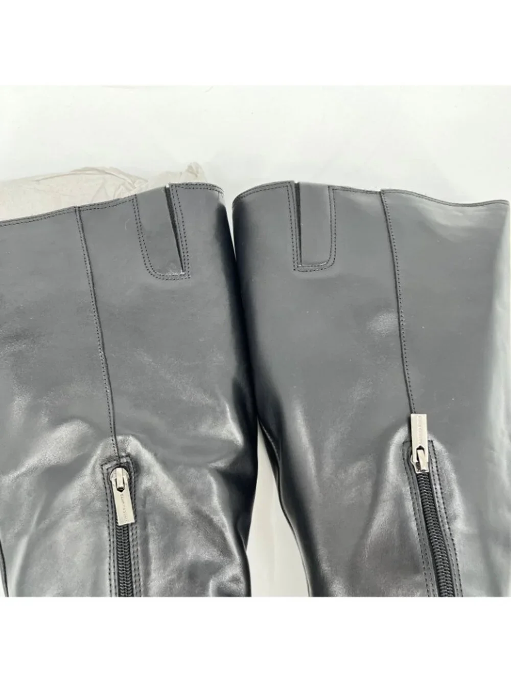Vince Camuto Sangeti Knee High Boots Black Size 8W Leather Block Heel X-Wide